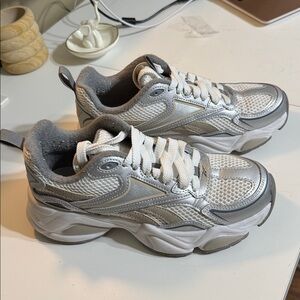Reebok Silver and White Women's Sneakers